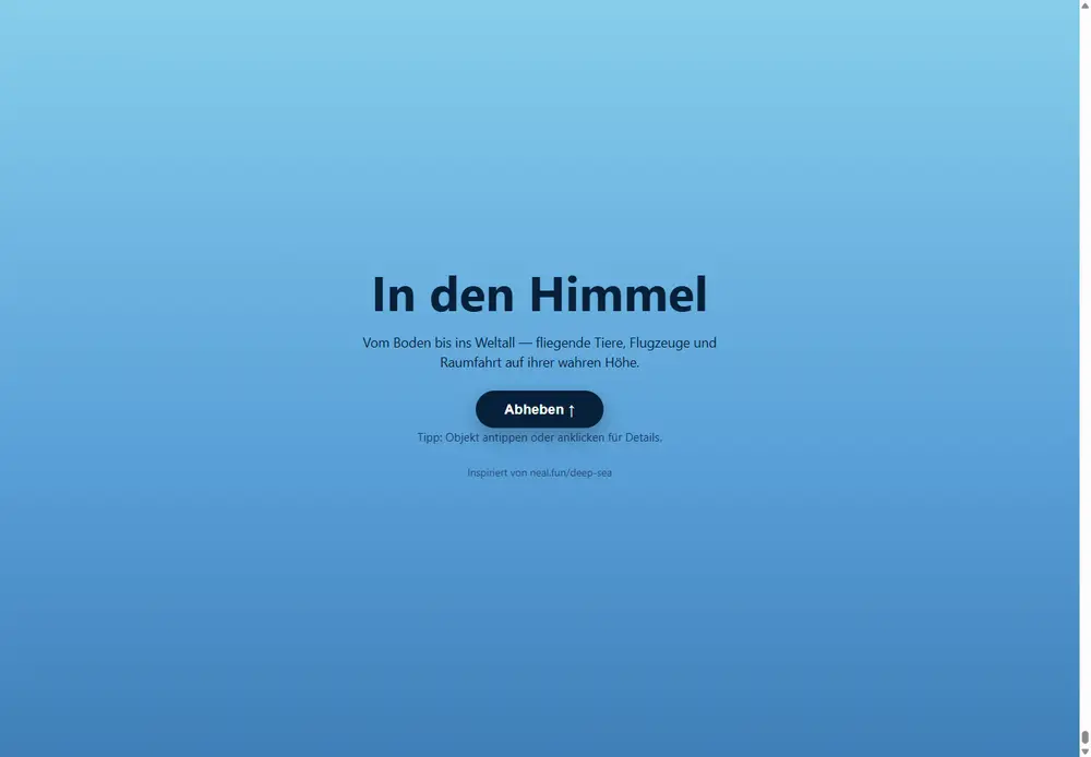Größenvergleich in der Scroll-Reise "In den Himmel", vollständig im Browser gebaut.